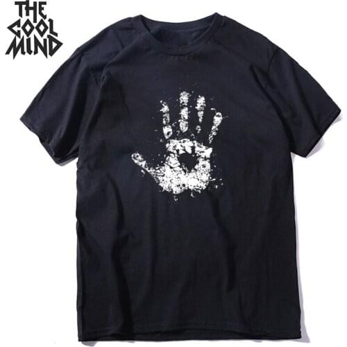 COOLMIND 100% cotton hand print men T shirt streetwear short sleeve men tshirt casual loose summer men t-shirt men tee shirts