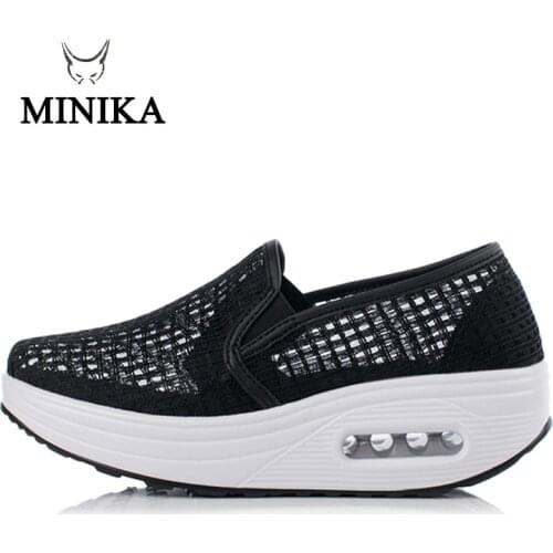 Outdoor sport Sneakers Slimming Shoes Hollow Out women 4.5 cm wedges Swing Shoes Walking Fitness Lady Lose weight Shake shoes