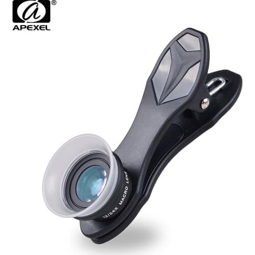 APEXEL Mobile Phone Lens 2 in 1 Fixed 12 X Macro + 24 X Super Macro Lens Kit For Iphone 7 / 6s / 6s Plus iOS iOS Smartphone 24XM