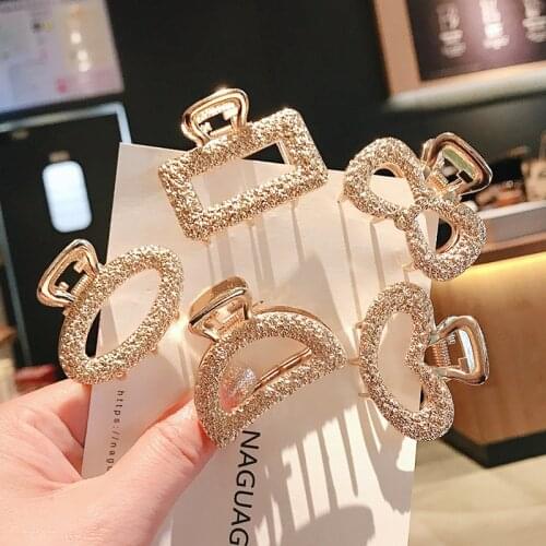 Girls Hair Claw Vintage Elegant Hair Clips Gold Geometric Hollow Alloy Sweet Hairpins Headband Fashion Hair Accessories Headwear