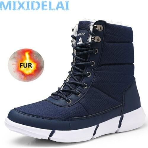 MIXIDELAI 2020 New Winter Waterproof Snow Men Boots Shoes With Fur Plush Warm Male Casual Women Mid-Calf Boot Sneakers Unisex