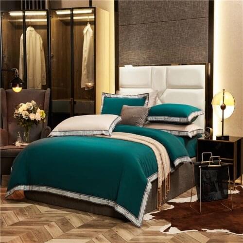 Solid Color Green 100%Cotton Duvet Cover Breathable Soft Premium Bedding Set Double Queen 1Duvet cover 1Bed Sheet 2Pillowcases