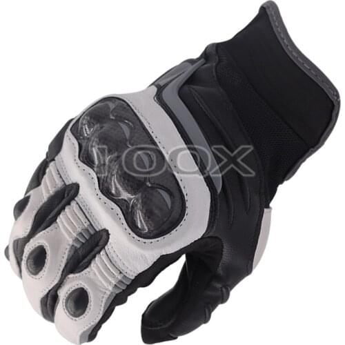 NEW Carbon D1 Short ST Genuine Leather Gloves For Motorcycle Moto GP Sports Racing Black/White/Gray