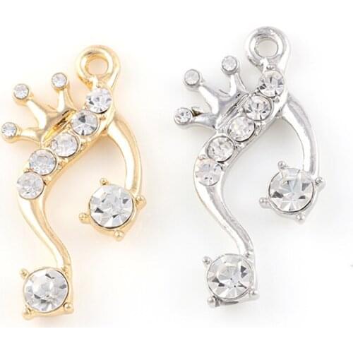 10pcs/lot Crown Music Note Rhinestone Dangle Handmade Charms Pendant DIY for Bracelet Necklace Bag