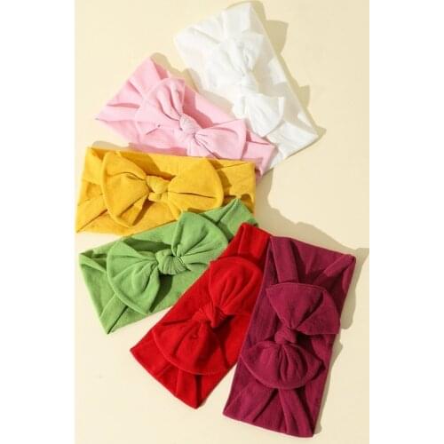 6 Pcs/Set Solid Color Kids Toddler Turban Baby Hair Accessories Baby Girl Headband Bows Elastic Headbands Hair Band For Girls