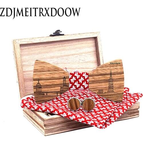 Dropshipping T258 Red Cotton Handkerchief City Series Landmark Buildings The City Of Roses TOULOUSE Gravatas Para Homens