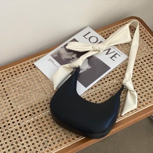 Shoulder Bag Bowknot Womens Bag Retro Solid PU Leather Bags New Ladies Handbag Messenger Bag for Female Underarm Bags