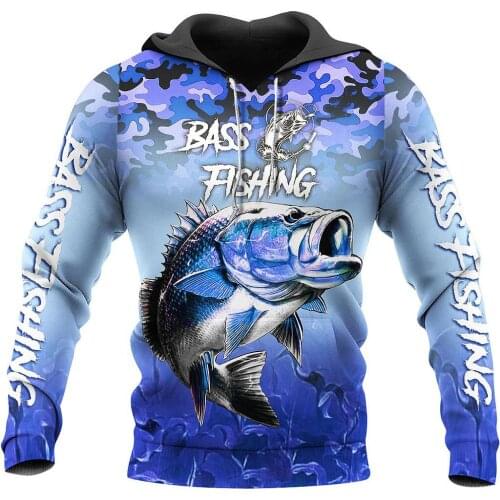 Animal Bass Marlin Fishing Fisher Camo Fashion Sweashirts Streetwear Harajuku Men/Women 3D Printed Hoodies Funny Pullover