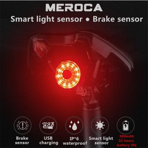 MTB Mountain Bike WR15 Smart Light Sensor Brake Tail Lights Road Bicycle USB Charging Cycling Accessories