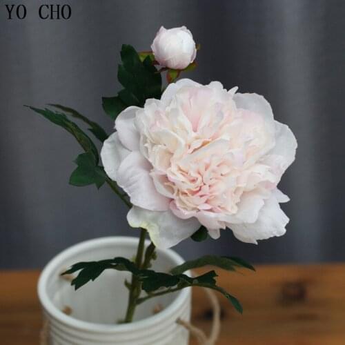 YO CHO Single Peony Flower Artificial Rose For Wedding Home Party Floor Decoration Diy Christmas Wreath For Crafts Chinese Peony