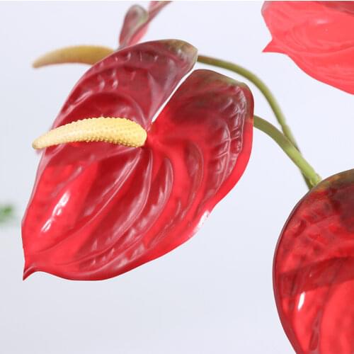 Anthurium Green Potted Fake Anthurium Flowers Indoor Green Plant Balcony Office Desktop Artificial Flower Bonsai Home Decoration