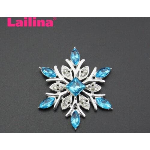Blue Snow Flower Brooches For Women Hats Dresses Crystals Acrylic Corsage Silver Color Brooch Pin or Snowflake Pendant