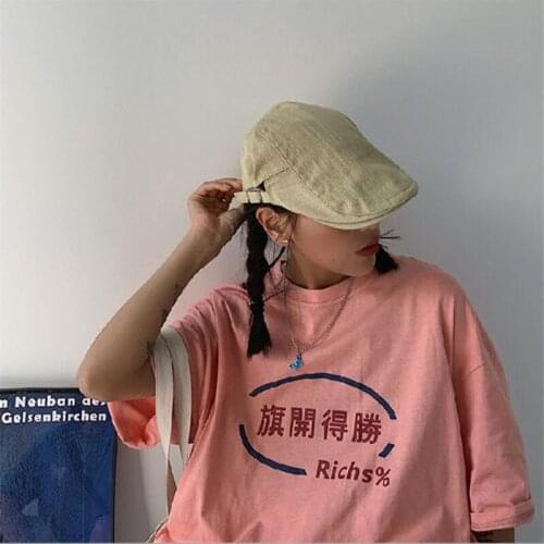 Japan Style T-shirt Women High Quality Short Sleeve Round Neck Woman Tops Casual Loose Tee shirt Femme