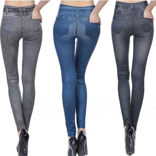 2021 Spring and Autumn Fashion Warm Velvet Jeans Leggings for Women Ankle Length High Waist Skinny Pants Push Up Leggins Ladies