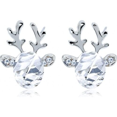 1 Pair Cute Christmas Ornaments Stylish Christmas Elk Crystal Deer Stud Earrings Jewelry for Gift Christmas Ornaments Christmas