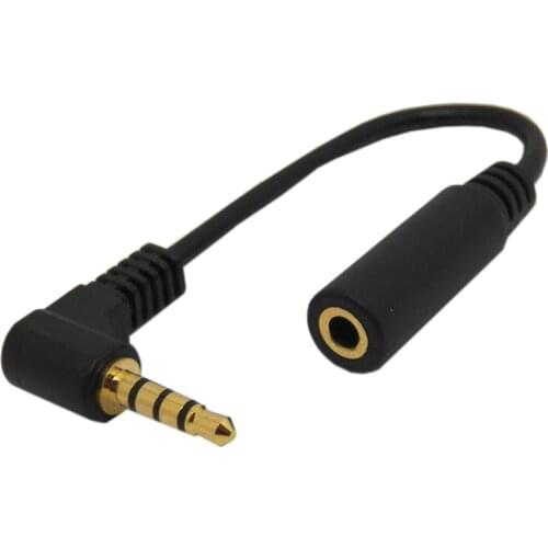 10cm 90 Degree Right Angle 4 Pole TRRS 3.5mm Aux Audio Cable Extender Adapter M/F 3.5mm for PC OR Mic-earphone