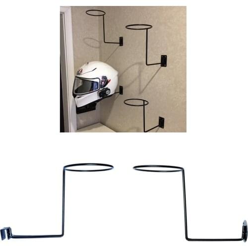 2pcs Motorcycle Motorbike Wall Mount Helmet Holder Hanger Rack Jacket Hook Black