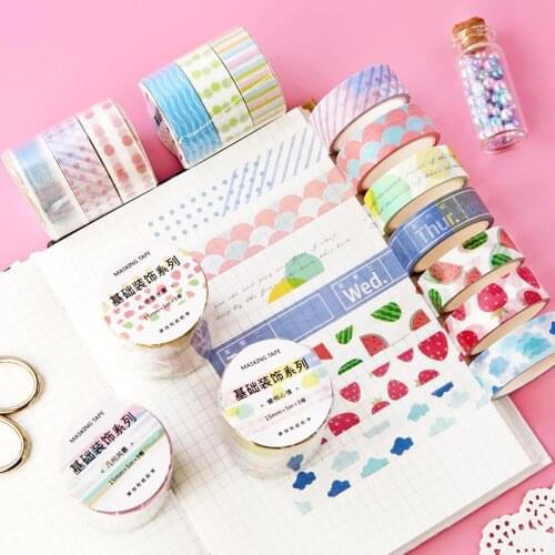 3 pcs/pack Colorful Daily Lattice Fruit Decorative Washi Tape Set DIY Scrapbooking Masking Craft Tape School Office Supply