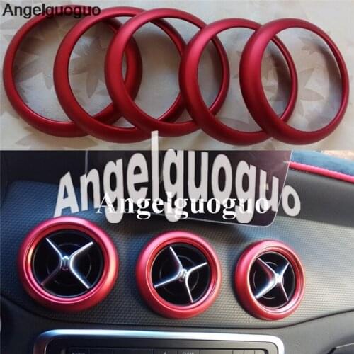 5pcs Aluminium alloy Air outlet sticker/Instrument panel Air outlet decoration ring Fit for Mercedes Benz A B GLA CLA Class