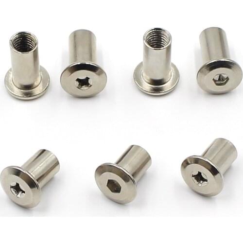 50pcs Metal Cross-Head Nuts Hexagonal Socket Stainless Steel Silver Nuts Screws M6/M8 Thread Nuts Furniture Hardware Accessory