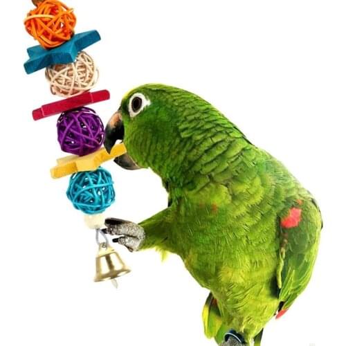 6Pcs/Set Bird Parrot Toys Wooden Hanging Swing Hammock Climbing Ladders Perches R7RC
