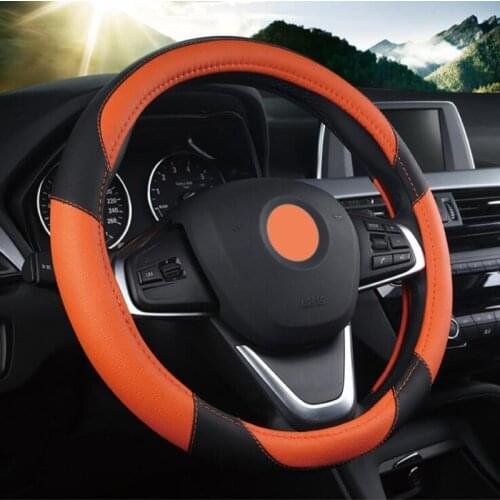 7 Colour Anti-Slip Universal Car Steering Wheel Cover For 37-38CM Leather Breathable Fabric Auto Interior Accessories