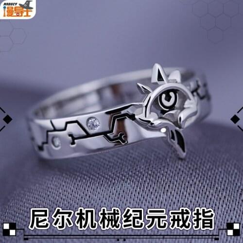 Anime Finger Ring 925 Silver Adjustable Unisx Cartoon NieR Automata YoRHa No 2 Type B Cosplay Fashion Accessories Xmas Gifts