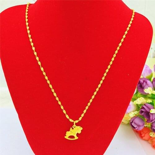 Running Horse Pendant 14K Gold Necklace for Womens Wedding Engagement Jewelry Yellow Gold Chain Necklace Jewelry Birthday Gift