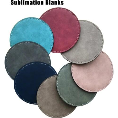 Free Shipping 10pcs/lot New 10*10cm Blank Sublimation PU Leather Mug Mat DIY Printing Transfer Cup Coaster Many colors choice