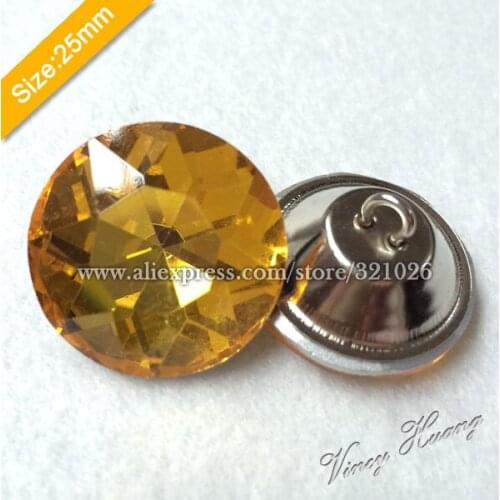 Free shipping 100PCS/LOT 25MM YELLOW Diamond Crystal Glass Buttons,Sofa Buttons, Upholstery Rhinestone Buttons,Headboard Buttons