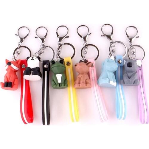 Lovely Cartoon Animal Frog Unicorn Keychain Women Girl Bag Door Key Holder Accessories Key Ring chaveiro