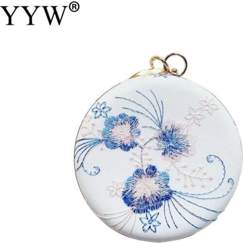 Circle Ring Bridal Clutches Royal Blue Clutch Bag Embroidered Clutch Bag Round Rhinestone Floral Wedding Purse And Handbag