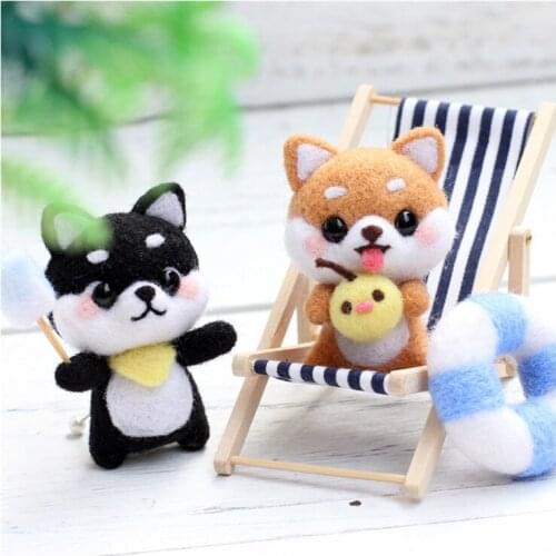 LovelyFirewood dog Key buckle wool needlepoint kit wool felt needle felting decoration craft needlecraft DIY handmade