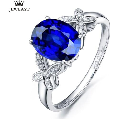 LSZB Natural Tanzanite 18K Pure Gold 2020 New Hot Selling Top Ring Women Heart Shape Ring For Ladies Woman Genuine Jewelry