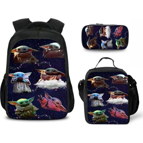 Mandalorian baby yoda Printing 3pcs/Set School Bags For Teenage Girls Boys 16Inch Kids Backpacks Bookbag Women Daily Mochila