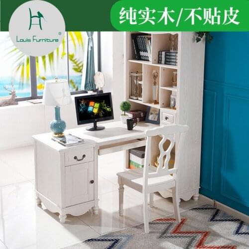 Louis Fashion Children Tables Pure solid wood Corner integrated into a corner childrens home white computer