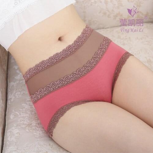 New High waist lady underwear woman sexy lace underwear female bamboo fiber briefs comfortable