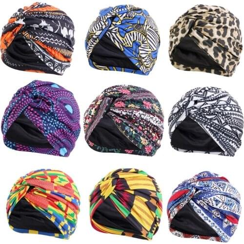 New Muslim Inner Hijab Cap Floral Print Women Turban Hat Fashion Banadan Cancer Chemo Cap Cross Headwrap Female Hair Accessories
