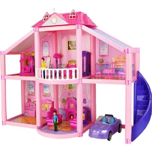 New 3D DIY Family Doll House Dolls Accessories Toy With Miniature Furniture Garage Car DIY Doll House Toys For Children Gifts