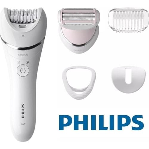 Original PHILIPS Epilator Series 8000 Wet & Dry Rechargeable Electric Depilator For Women Bikini Body Portable Women Hair Removal Machine Painless + 4 Accessories