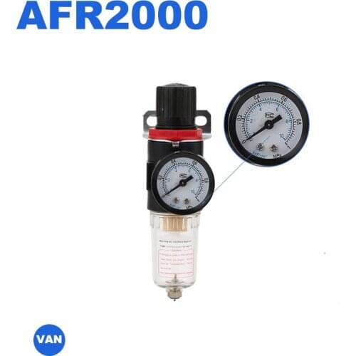 1pc AFR-2000 Pneumatic Filter Air Treatment Unit Pressure Regulator Compressor Reducing Valve Oil Water Separation AFR2000 Gauge