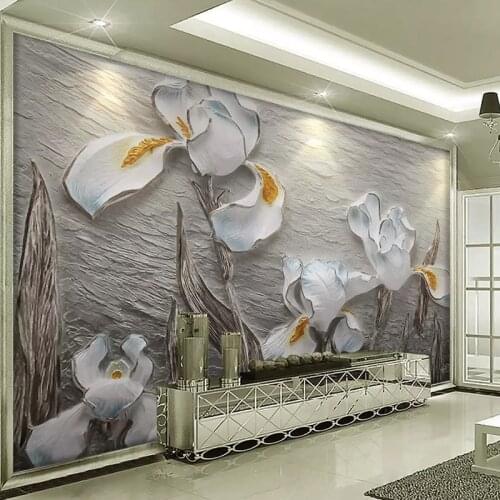 Custom Wall Cloth 3D Embossed Resin Phalaenopsis Mural Photo Wallpaper Living Room TV Bedroom Backdrop Wall Decor Wall Covering
