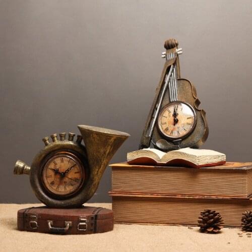 Retro handcrafts Violin clock European Industrial retro creative ornaments exquisitely Home Furnishing office study room decor
