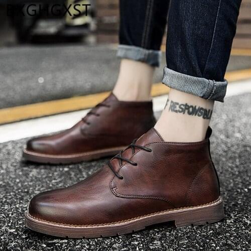 Luxury mens shoes casual vintage Elevator shoes for men leather 2020 snow boots fashion brand designer shoes men high quality