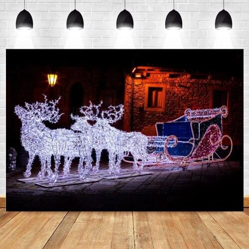 Christmas Backdrop Reindeer Carriage Light Photography Background Photo Studio Baby Vinyl Photocall Photozone Photophone Decor