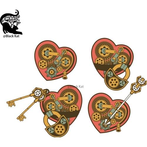 Gear Key Lock Bow Arrow Love Heart Metal Cutting Dies Steampunk Stencil For DIY Scrapbooking Card Craft