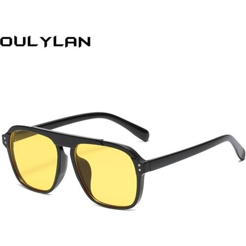 Oulylan Oversized Yellow Sunglasses Women Retro Square Eyewear Men Clear Lens Fashion Outdoor Driving Sun Glasses Shades