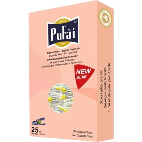 Pufai Slim Cigarette Filters Ultra Slim Type Compatible 5mm 6mm 25 Piece Box Rose