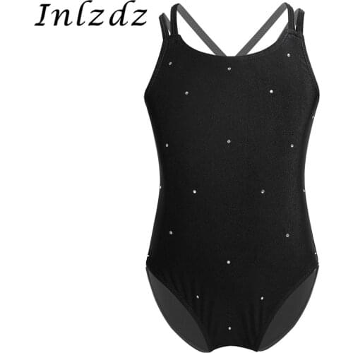 Kids Girls Gymnastics Leotard Ballet Leotard Costume Sparkly Rhinestone Figure Ice Skating Roller Skating Ballet Dance Bodysuit