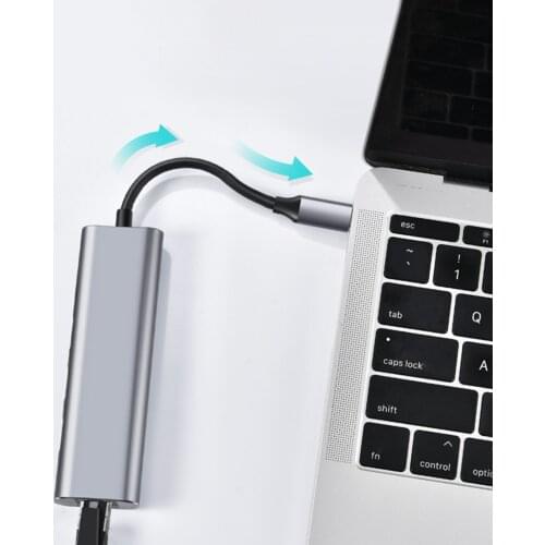 USB C Hub Type C To HDMI-Compatible USB 3.0 RJ45 PD Adapter 6 In 1 Type C Dock For MacBook USB C Splitter